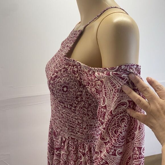 Mi Ami Women’s Smocked Open Shoulder Dress Deep Pink Small Pre Owned - Picture 4 of 16